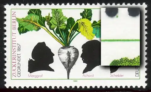 1599 Institut de sucre avec PLF point vert dans le bord en haut à droite, case 1, **