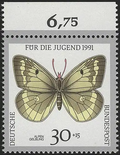 1512 Jugend Schmetterlinge 30+15 Pf ** Oberrand