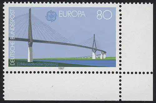 1322 Europa Köhlbrandbrücke 80 Pf  ** Ecke u.r.