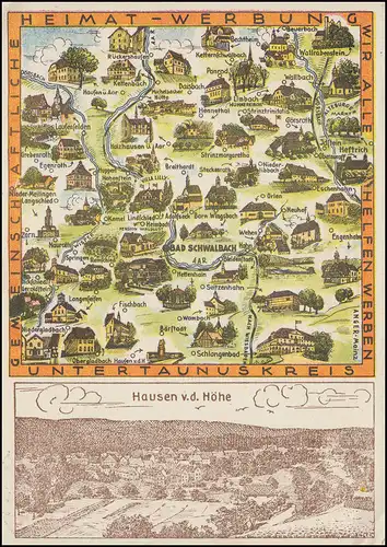 Landpost Hausen de la hauteur par BAD SCHWALBACH SSt 20.8.56 sur AK approprié