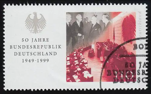 2051I aus Block 49I 50 Jahr Bundesrepublik: roter Fleck auf dem Pult, ESSt Bonn