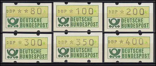1.1 hu ATM VS-Satz 9 (6 Werte 80-400) neue Wertstufen 1993, postfrisch **