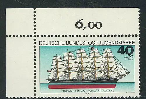 930 Jugend Schiffe 40+20 Pf ** Ecke o.l.