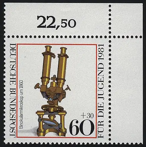 1092 Jugend Optische Instrumente 60+30 Pf ** Ecke o.r.