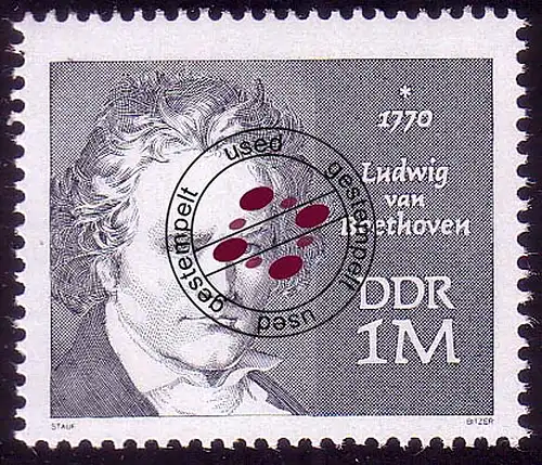 1631 Ludwig van Beethoven 1 M aus Block 33, O gestempelt