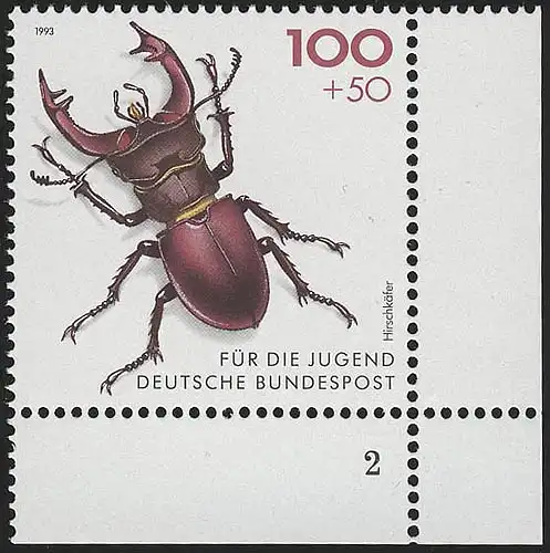1668 Hirschkäfer 100+50 Pf ** FN2
