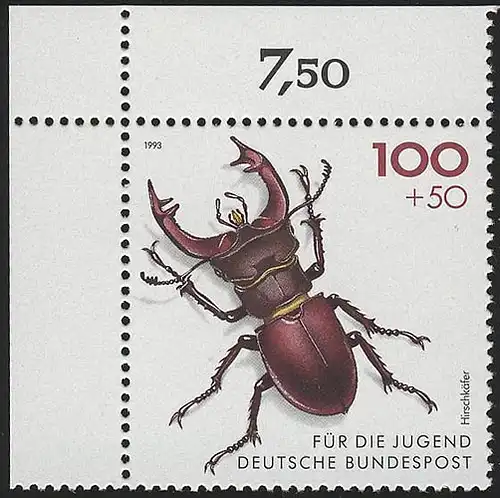 1668 Coléoptères 100+50 Pf ** coin o.l.