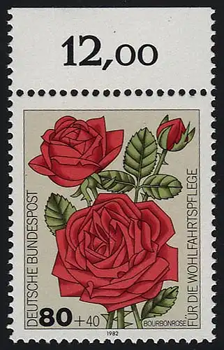 1152 Rose de jardin de bienfaisance 80+40 Pf ** Oberrand