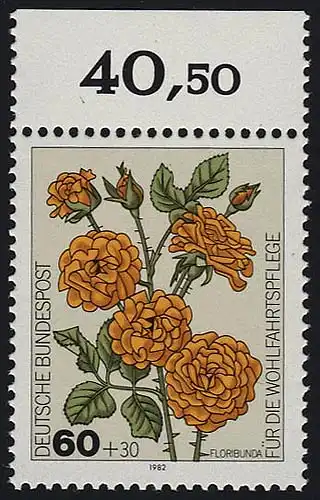1151 Rose de jardin de bienfaisance 60+30 Pf ** Oberrand