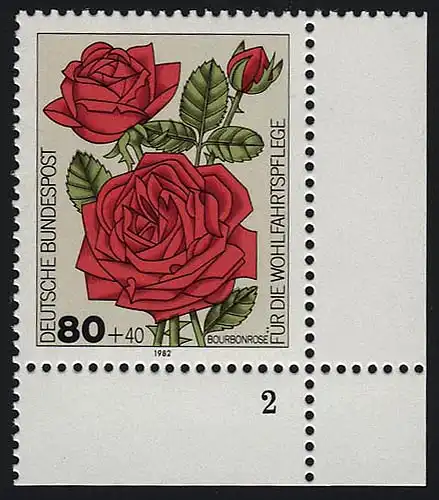 1152 Wohlfahrt Gartenrosen 80+40 Pf ** FN2