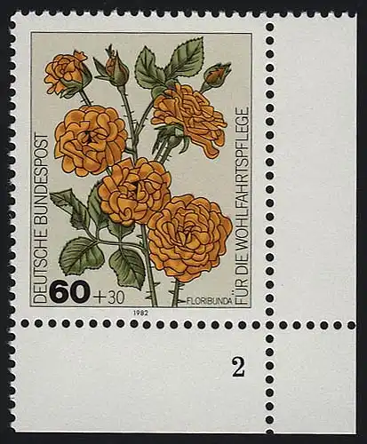 1151 Rose de jardin de bienfaisance 60+30 Pf ** FN2