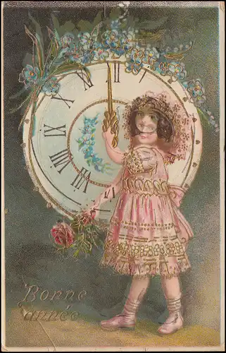Belgien Neujahrs-AK Mädchen stellt Uhr auf Silvester-Zeit, GENCK 31.12.1911