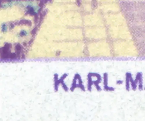 1505 Karl-Marx-Ville / Chemnitz avec PLF violet tache par K de KARL, champ 12, **