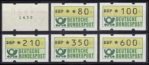 1.2 hu ATM VS-Satz 8 (6 Werte 60-600) von 1992 - ALLE mit Nummer, postfrisch **