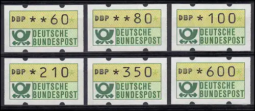 1.2 hu ATM VS-Satz 8 (6 Werte 60-600) neue Wertstufen 1992, postfrisch **