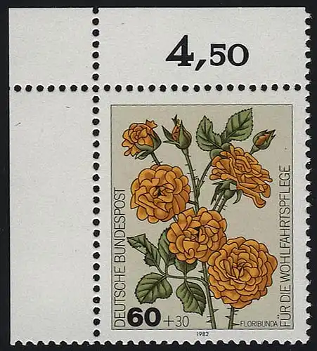 1151 Rose de jardin de bienfaisance 60+30 Pf ** coin o.l.