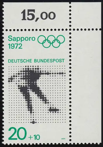 681 Olympische Spiele 20+10 Pf Eiskunstlauf ** Ecke o.r.