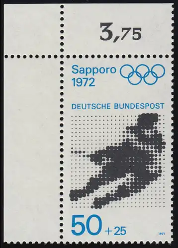 683 Olympische Spiele 50+25 Pf Eishockey ** Ecke o.l.