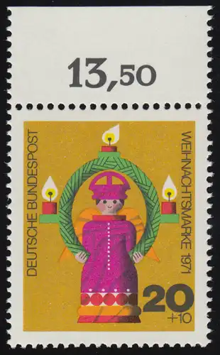 709 Weihnachten 20+10 Pf Weihnachtsengel ** Oberrand