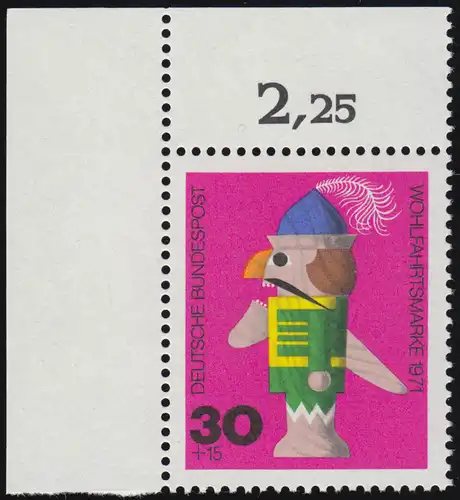 707 Wohlfahrt Altes Spielzeug 30+15 Pf Nußknacker ** Ecke o.l.