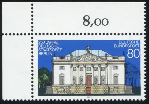 1625 Staatsoper ** Ecke o.l. mit PLF RETUSCHE grauer Fleck im Sockel, Feld 1