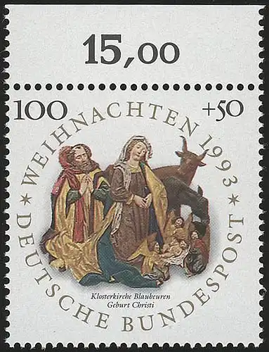 1708 Weihnachten 100+50 Pf ** Oberrand