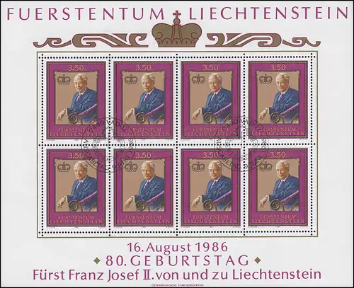 903 anniversaire du 80e anniversaire de M. Franz Joseph II, 1986, petit arc ESSt