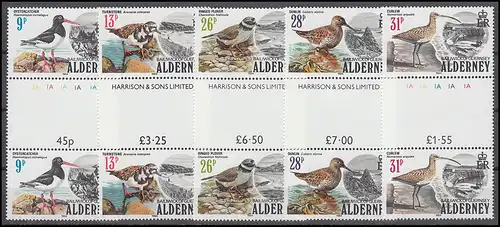 13-17 Guernsey-Alderney Jahrgang 1984 - Zwischenstegpaare, postfrisch ** / MNH
