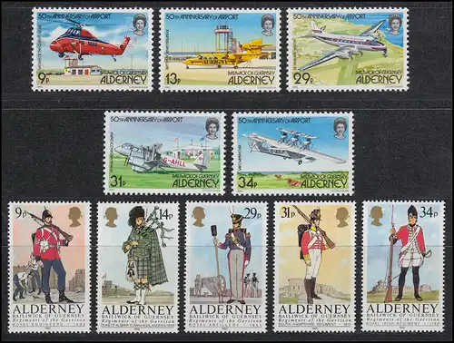 18-27 Guernsey-Alderney Jahrgang 1985, postfrisch ** / MNH