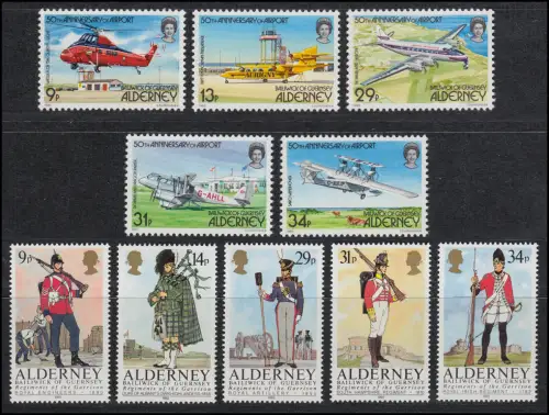 18-27 Guernsey-Alderney Jahrgang 1985, postfrisch ** / MNH