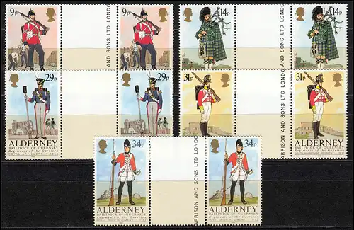 23-27 Guernsey-Alderney Jahrgang 1985 - Zwischenstegpaare, ** / MNH