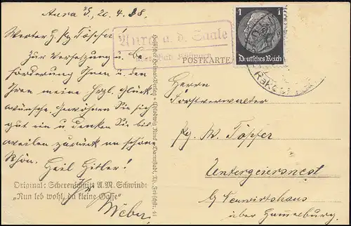 Landpost Burg an der Saale au sujet de BAD KISSINGEN sur AK, SSt 1938