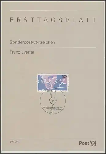 ETB 28/1995 Franz Werfel, Schriftsteller