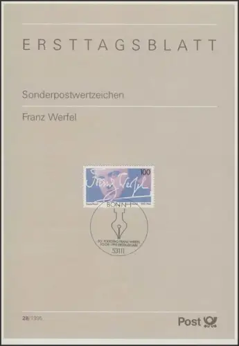 ETB 28/1995 Franz Werfel, Schriftsteller