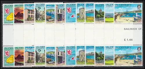 1-12 Guernesey-Alderney 1983 - Couples intermédiaires, ** / MNH