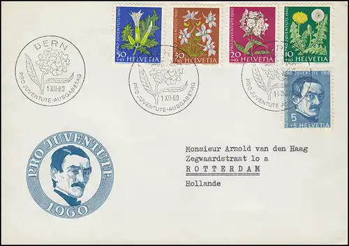 722-726 Par Juventute 1960 Série sur les bijoux-FDC ESSST BERN 1.12.60 vers la Hollande