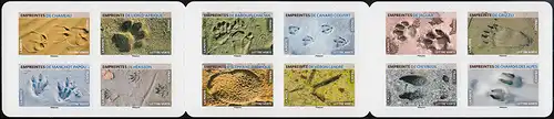 Carnets de marque 7836-7847 Les empreintes des animaux 2021, autocollants, ** / MNH