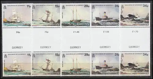 37-42 Guernsey-Alderney Jahrgang 1989 - Zwischenstegpaare, postfrisch ** / MNH