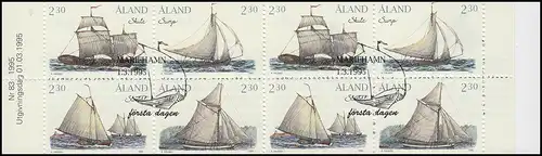 Aland - Carnets de marques 3 voiliers des bergers, ESSt 1.3.1995
