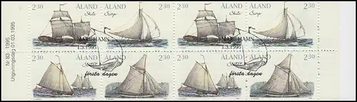 Aland-Markenheftchen 3 Segelboote der Schären, ESSt 1.3.1995