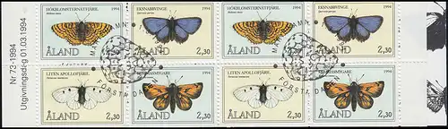 Aland Markenheftchen 2 Schmetterlinge, ESSt 1.3.1994