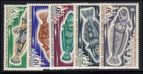 Antarktis französisch - 60-64 Fische Satz kpl., postfrisch / MNH **