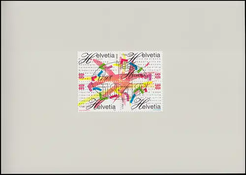 Suisse Souvenir PTT 12 Carte pliante État et République 1998, quadrilingue