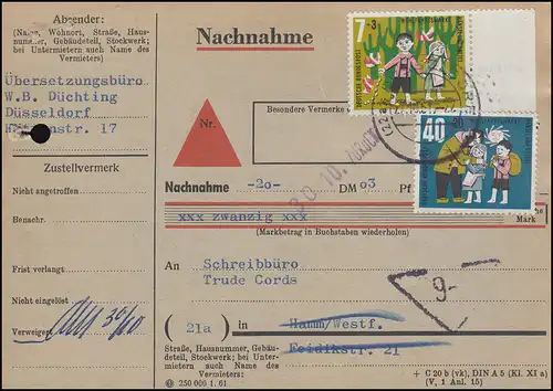 369+372 Märchen Hänsel und Gretel auf NN-Karte DÜSSELDORF 27.10.1961