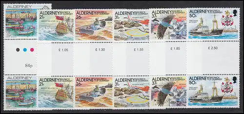 48-53 Guernsey-Alderney Jahrgang 1991 - Zwischenstegpaare, postfrisch ** / MNH