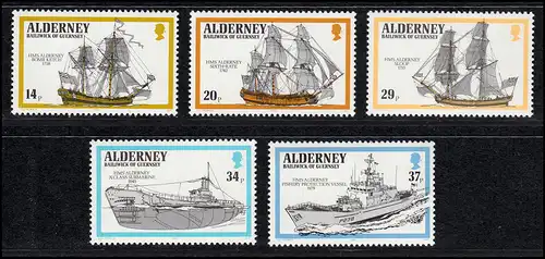 43-47 Guernsey-Alderney Jahrgang 1990, postfrisch ** / MNH