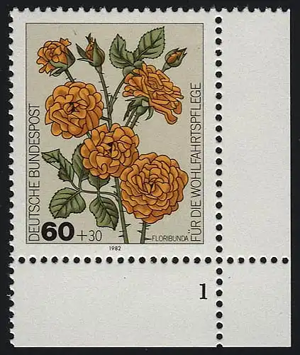 1151 Rose de jardin de bienfaisance 60+30 Pf ** FN1