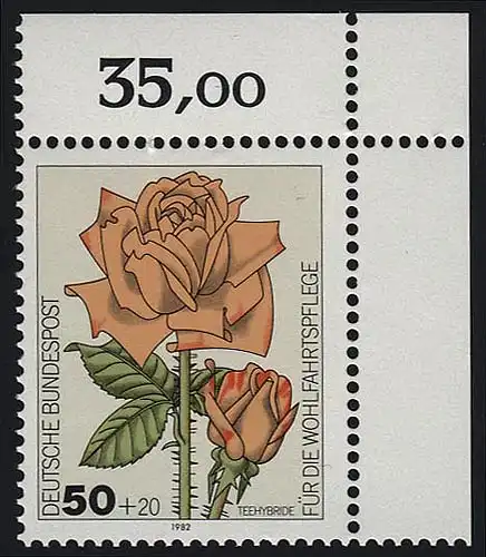 1150 Rose de jardin de bienfaisance 50+20 Pf ** coin o.r.