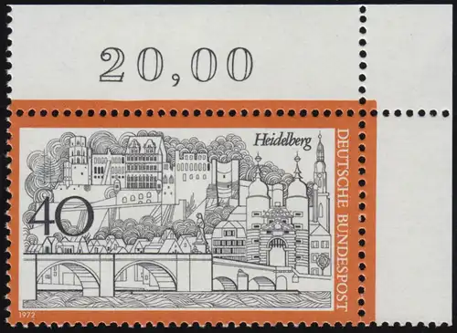 747 Tourisme 40 Pf Heidelberg ** Coin o.r.