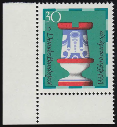 743 Wohlfahrt Schachfiguren 30+15 Pf Turm ** Ecke u.l.